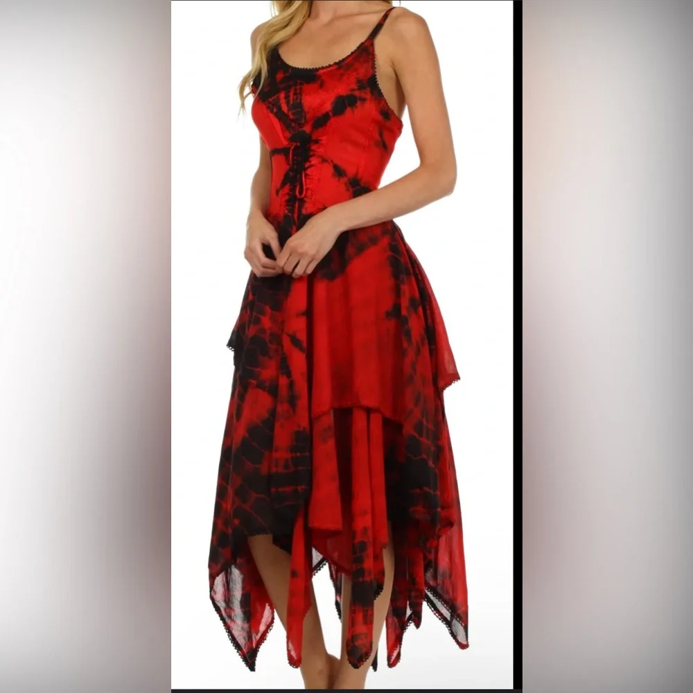 ❤️Real Y2K vintage bustier basque waist milkmaid corseted handkerchief dress🌹 - Picture 2 of 7